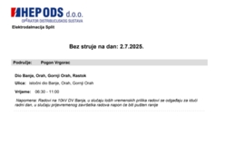 HEP OBAVIJEST - BEZ STRUJE